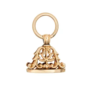 Antique Victorian Ornate Fob 14k Yellow Gold Engraved Charm Seal Vintage Jewelry