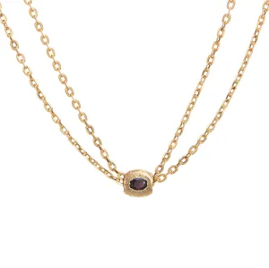 Antique Victorian Slide Chain Necklace 14k Yellow Gold Long 32" Garnet Vintage