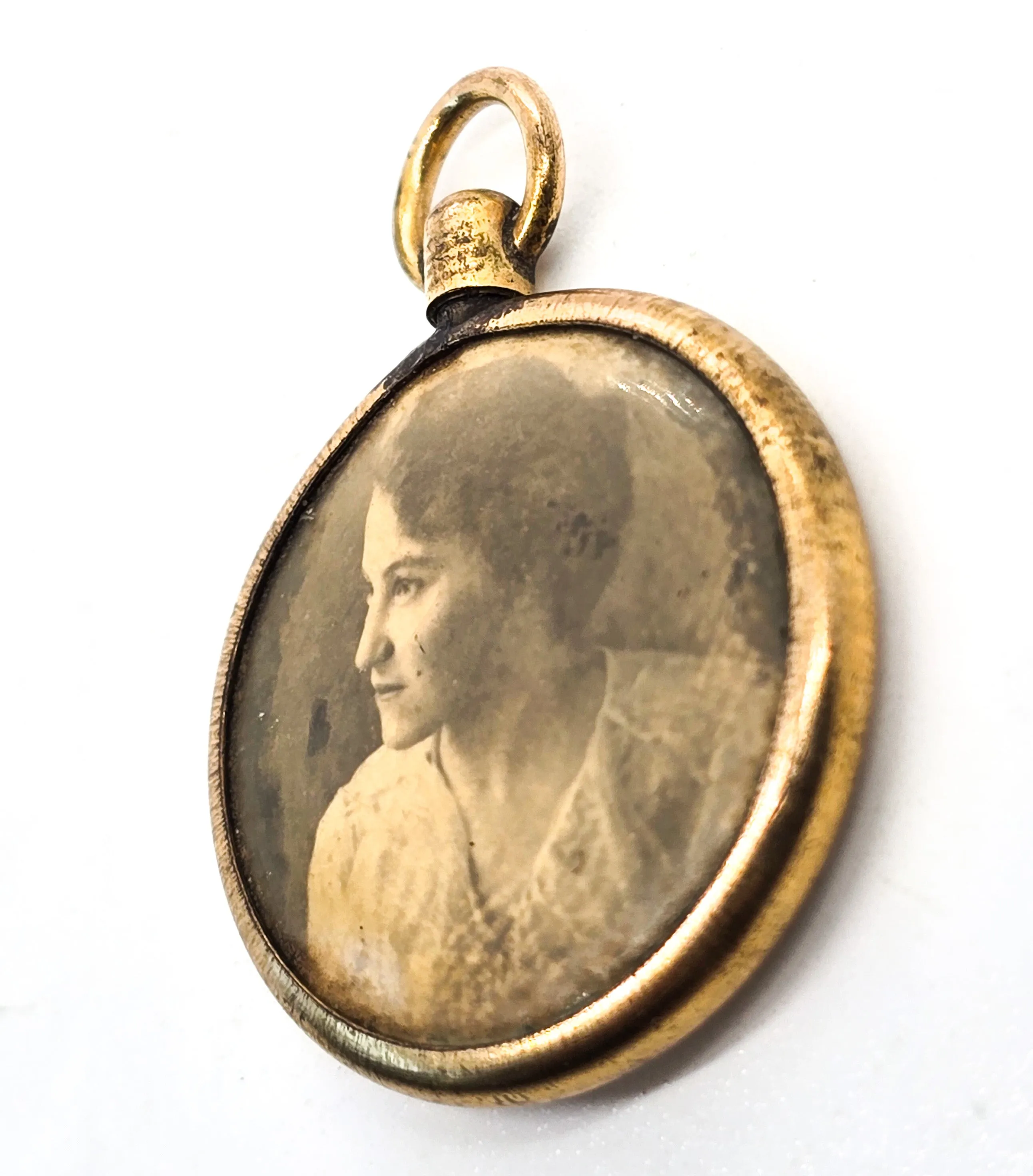 Antique yellow gold filled doubled sided man and women fob charm pendant