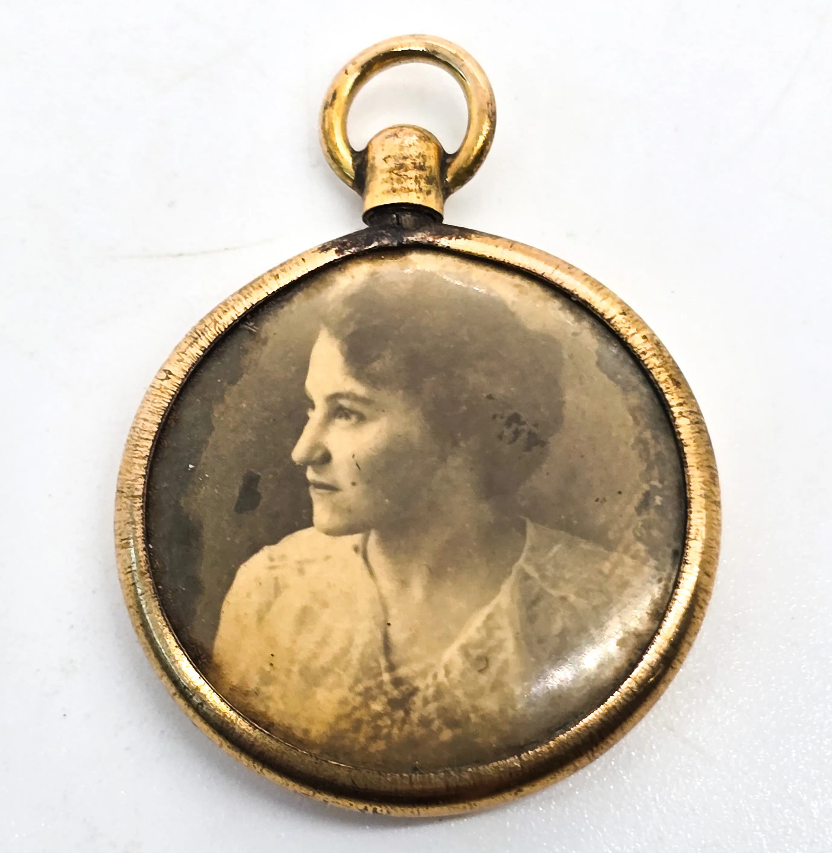 Antique yellow gold filled doubled sided man and women fob charm pendant