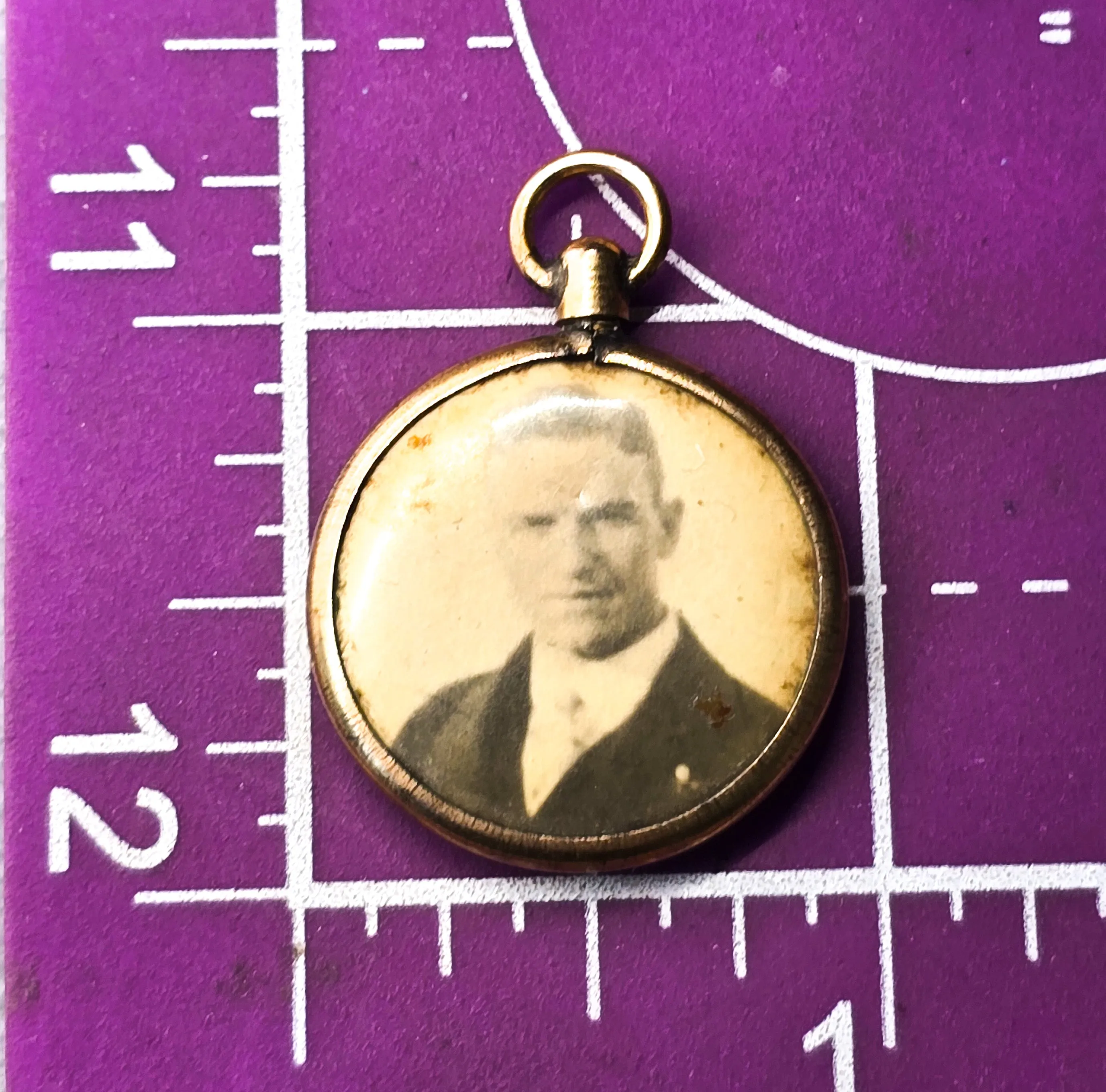 Antique yellow gold filled doubled sided man and women fob charm pendant