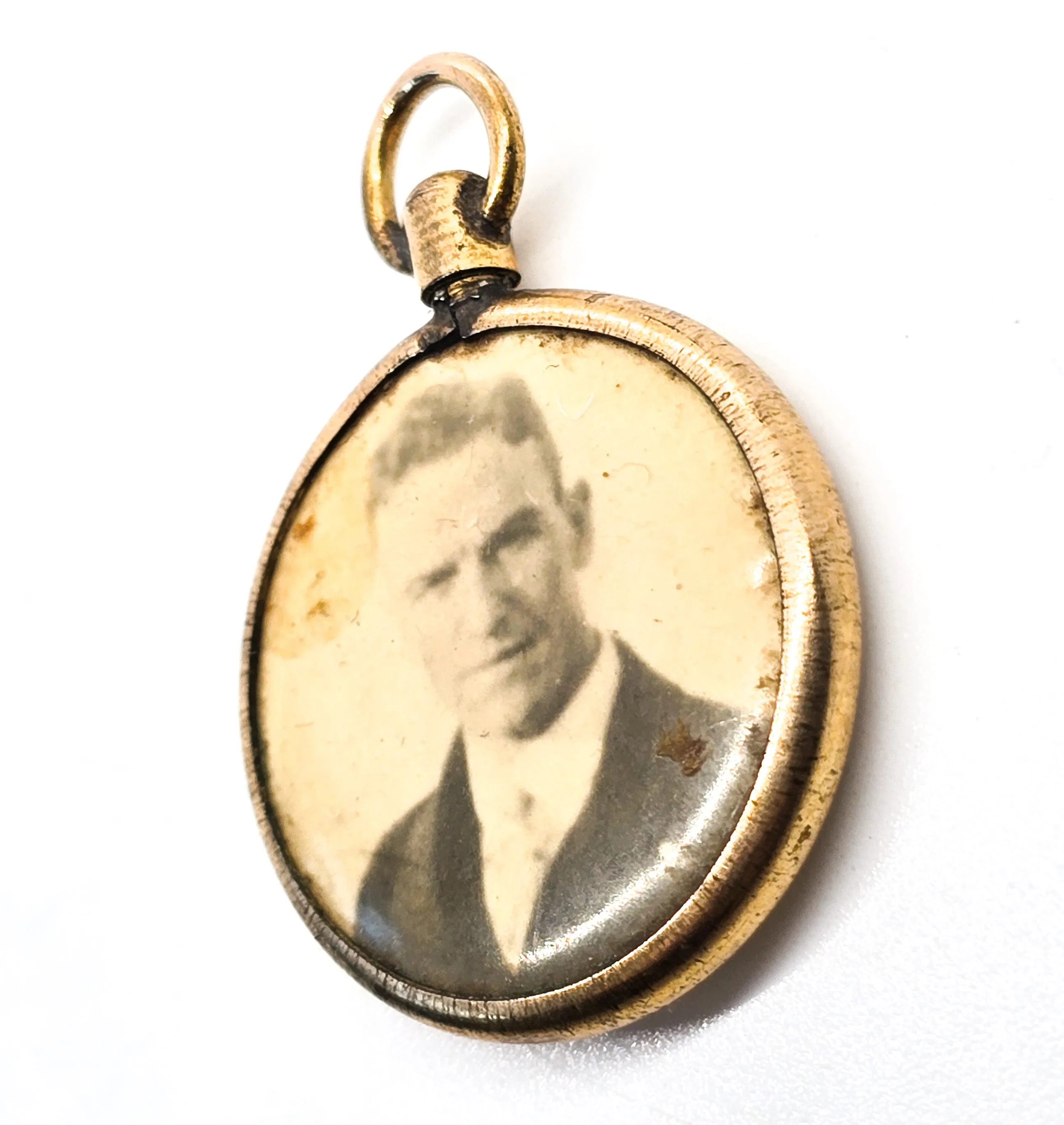 Antique yellow gold filled doubled sided man and women fob charm pendant