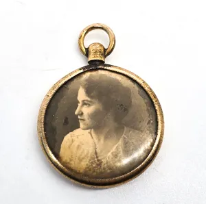 Antique yellow gold filled doubled sided man and women fob charm pendant