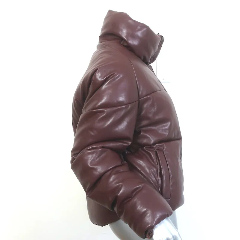 Apparis Jemma Faux Leather Puffer Jacket Cocoa Brown Size Medium NEW