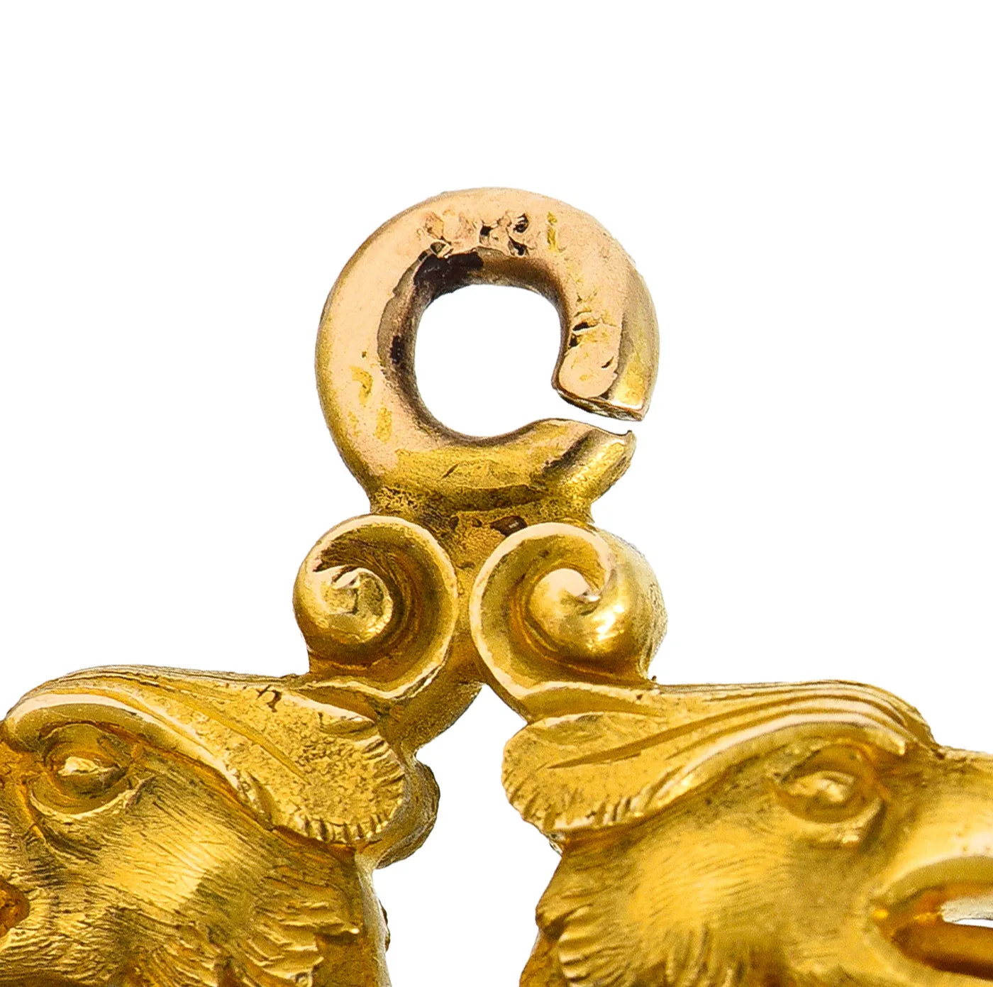 Art Nouveau Citrine 18 Karat Yellow Gold Serpent Dragon Fob Pendant Charm