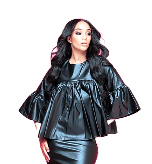 Baby Doll Faux Leather Top