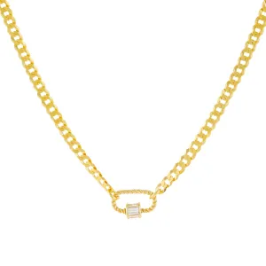 Baguette Mini Rope Toggle Cuban Chain Necklace
