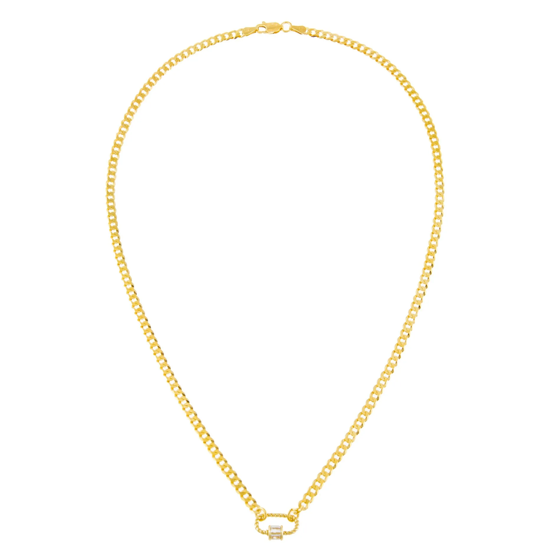 Baguette Mini Rope Toggle Cuban Chain Necklace