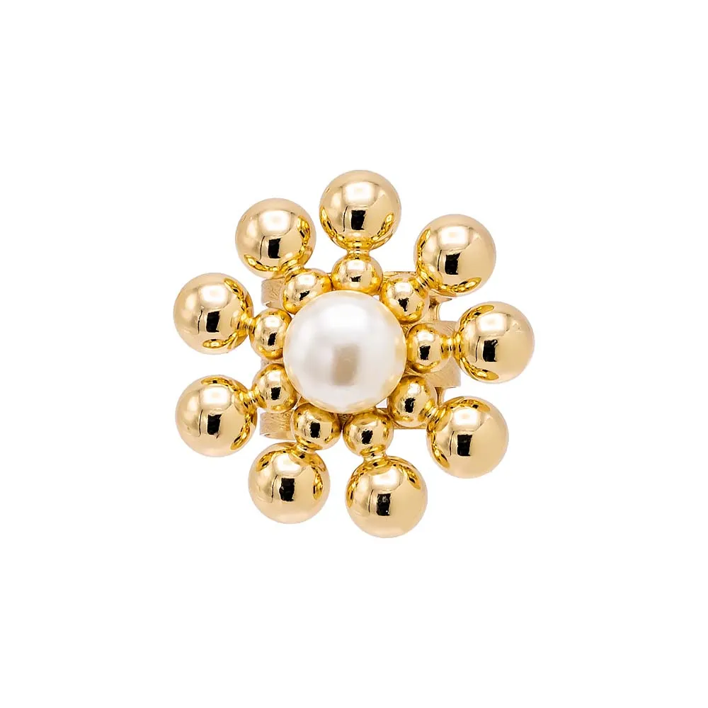 Beaded Ball X Pearl Ring
