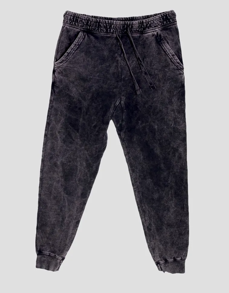 Black Acid Wash Joggers