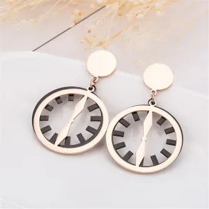 Black & 18K Rose Gold-Plated Clock Drop Earrings