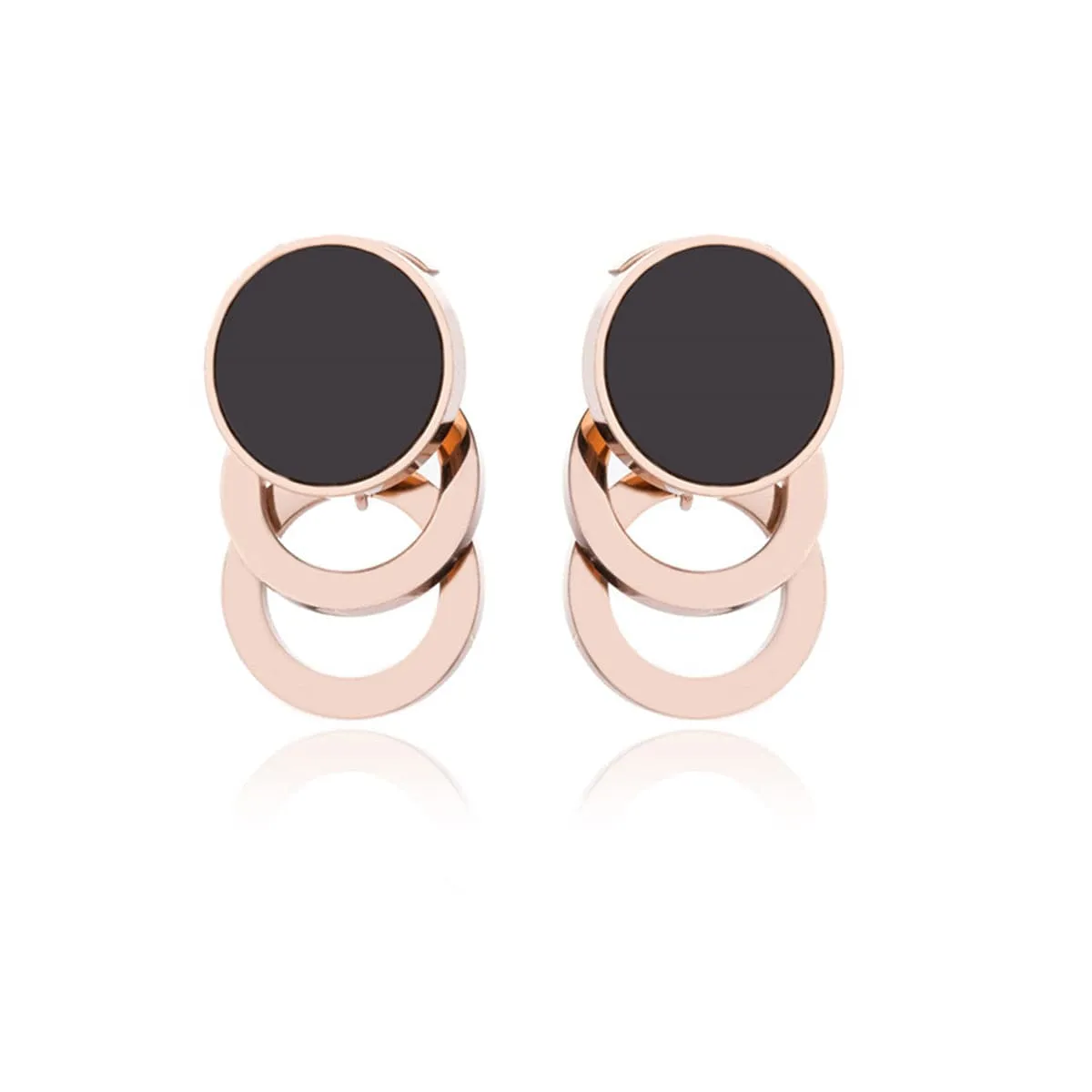 Black & 18K Rose Gold-Plated Link Stud Earrings