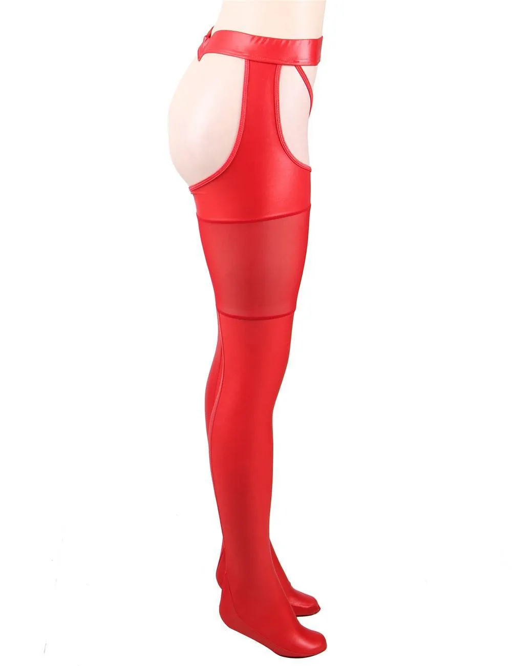Black & Red Sexy Faux Leather Stockings
