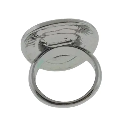 Black Faux Stone Silver Tone Ring Size 10