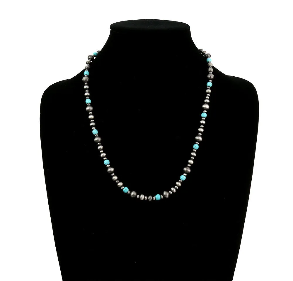 Bonnie Navajo & Turquoise Bead Necklace - 22"