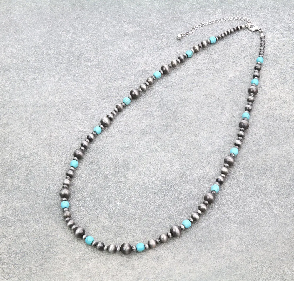 Bonnie Navajo & Turquoise Bead Necklace - 22"