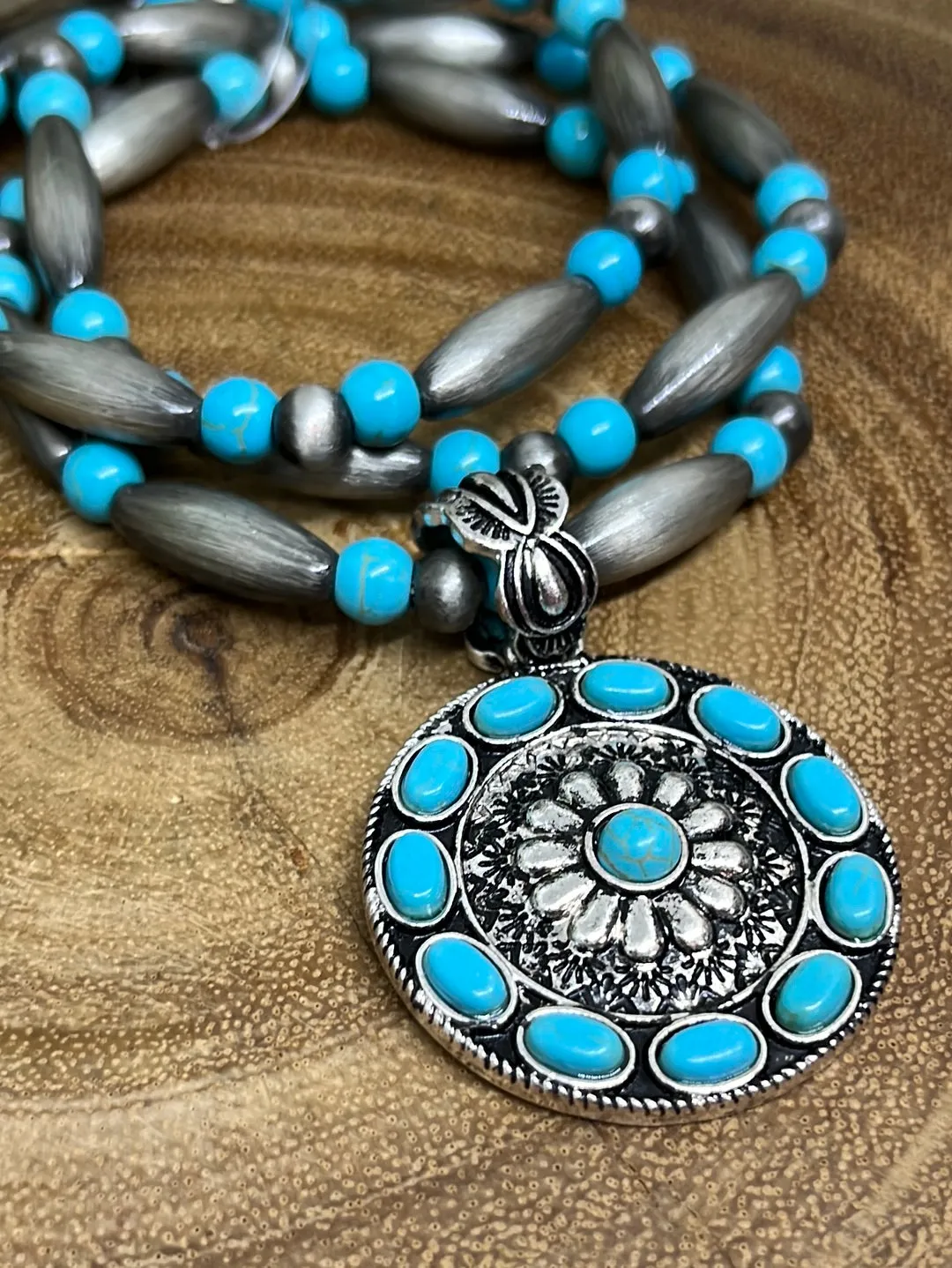 Bozeman 3 Strand Fashion Cylinder Navajo Bead Bracelet Set - Turquoise
