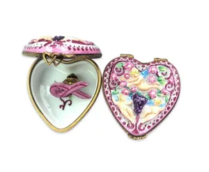 Breast Cancer Pin in 3 Cherubs Heart
