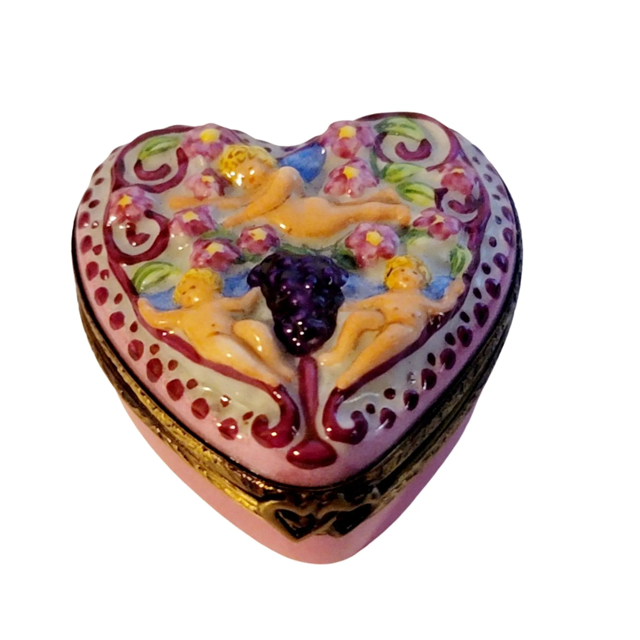 Breast Cancer Pin in 3 Cherubs Heart