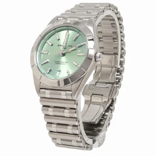 Breitling Lades Chronomat Stainless Steel 32mm Green Stick Dial Watch Reference# A77310101L1A1