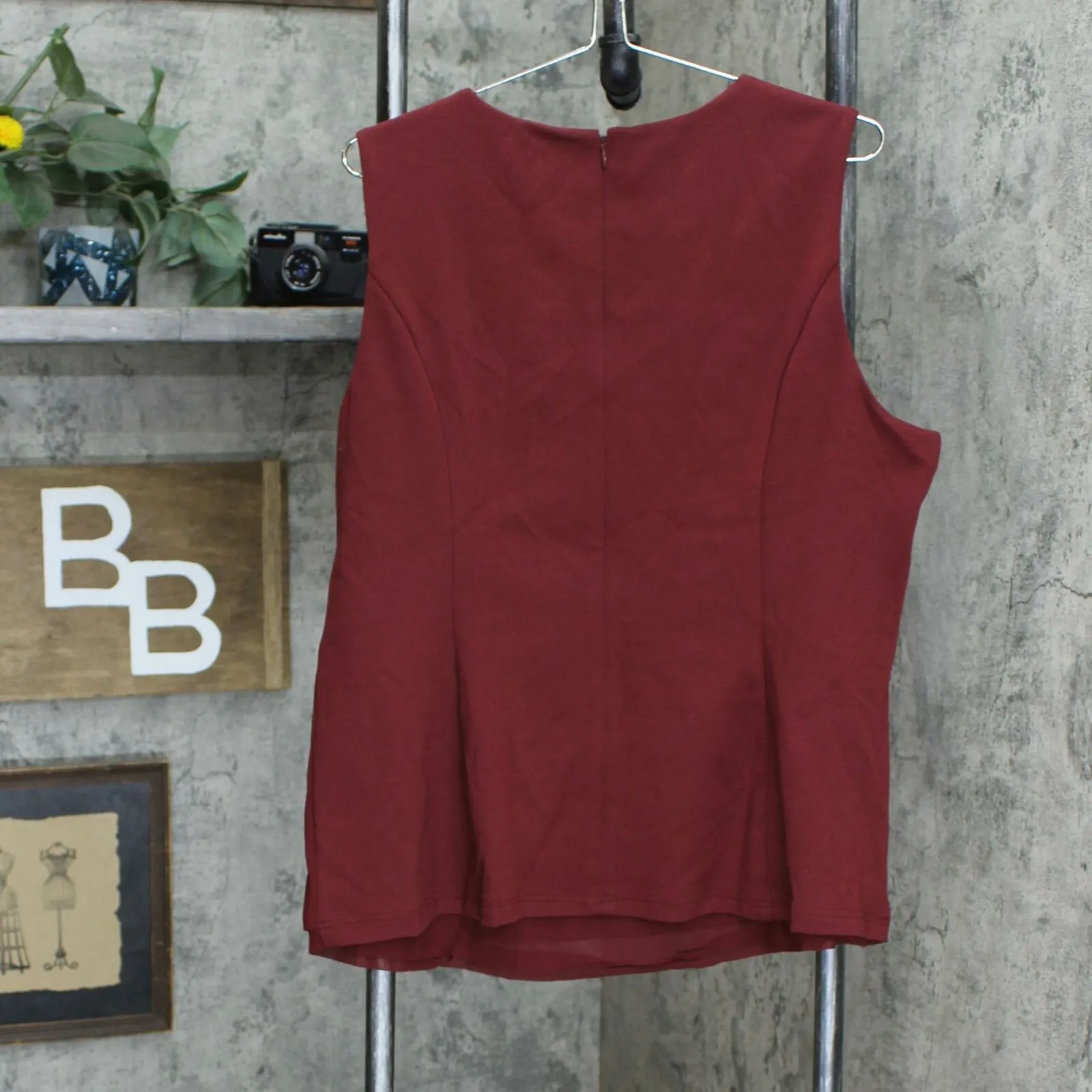 BROOKE SHIELDS Timeless Plus Asymmetrical Faux Leather Drape Front Top