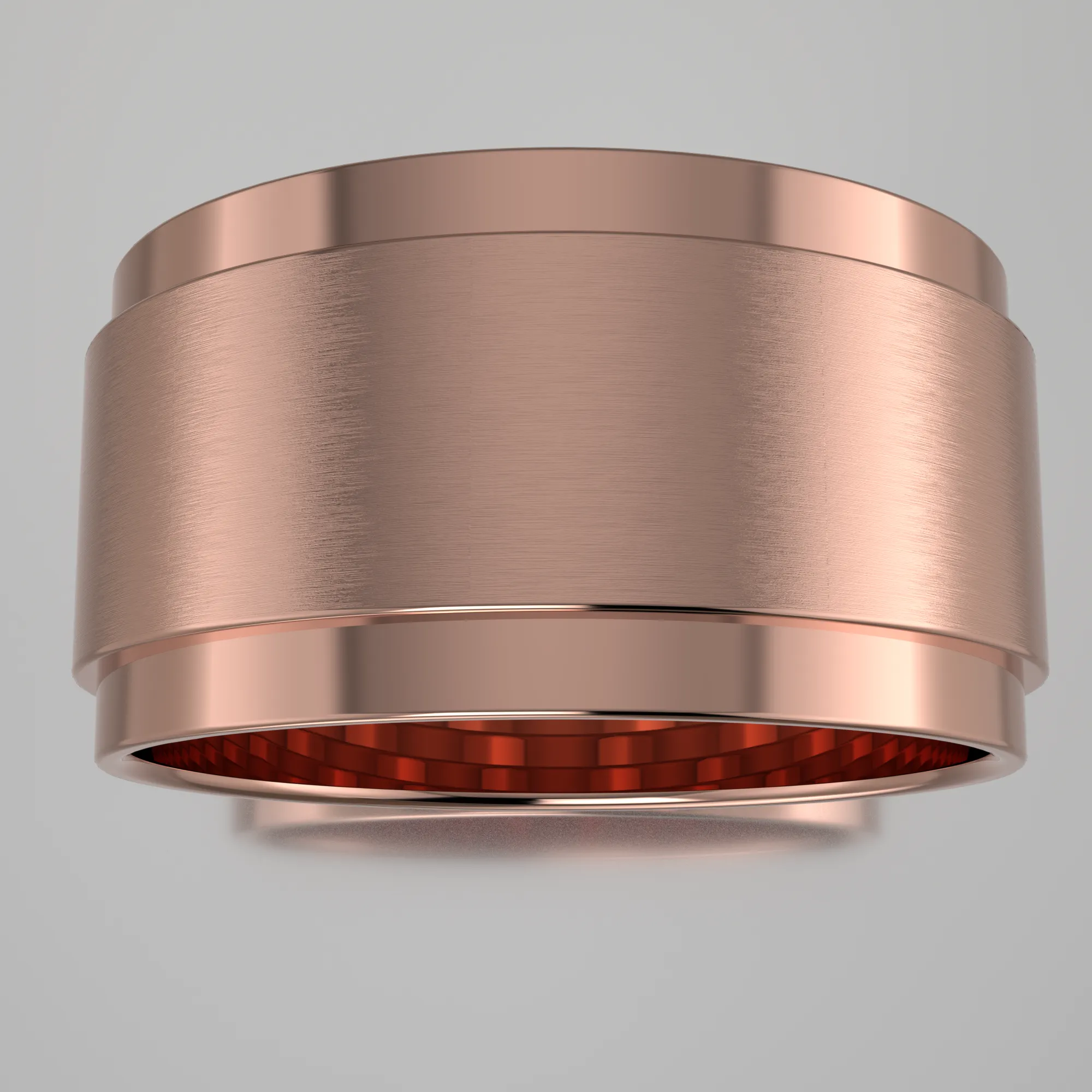 Brushed Rose Gold 10mm Step Edge Wedding Band