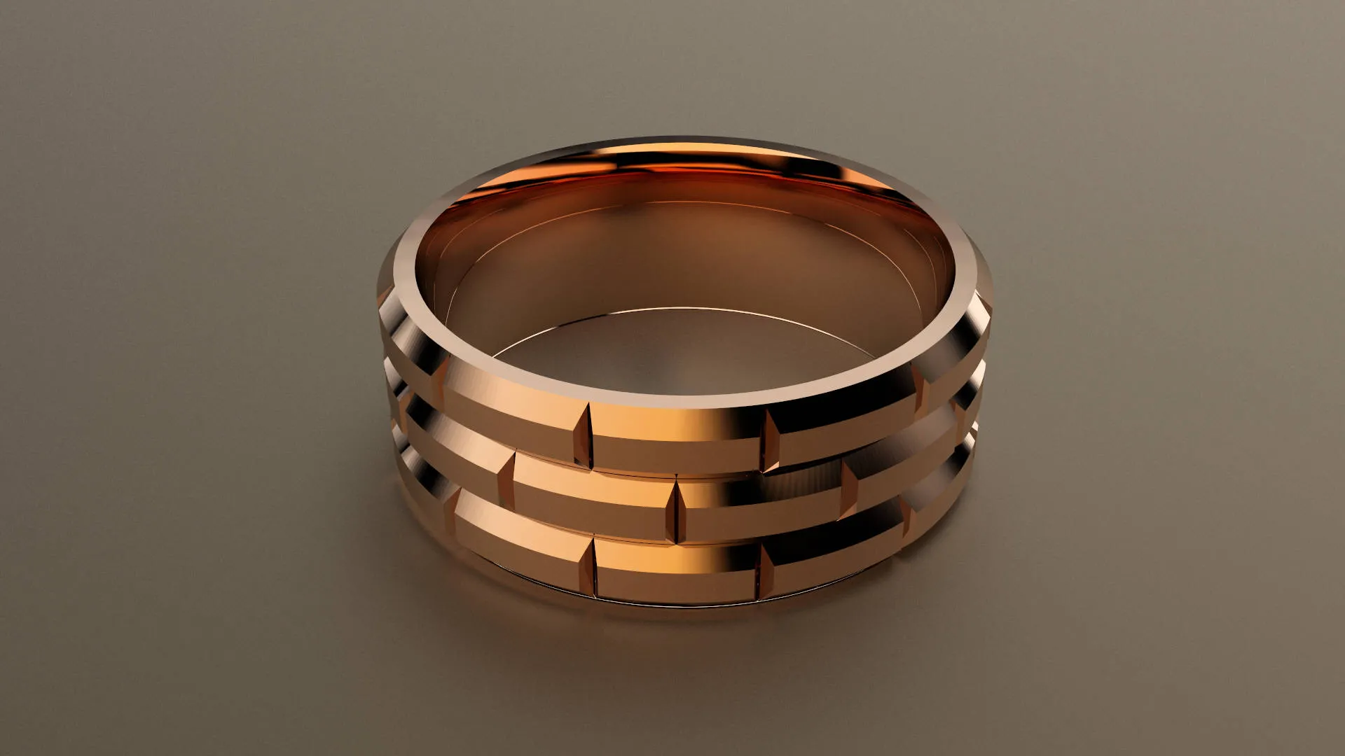 Brushed Rose Gold 8mm Brick Wedding Band