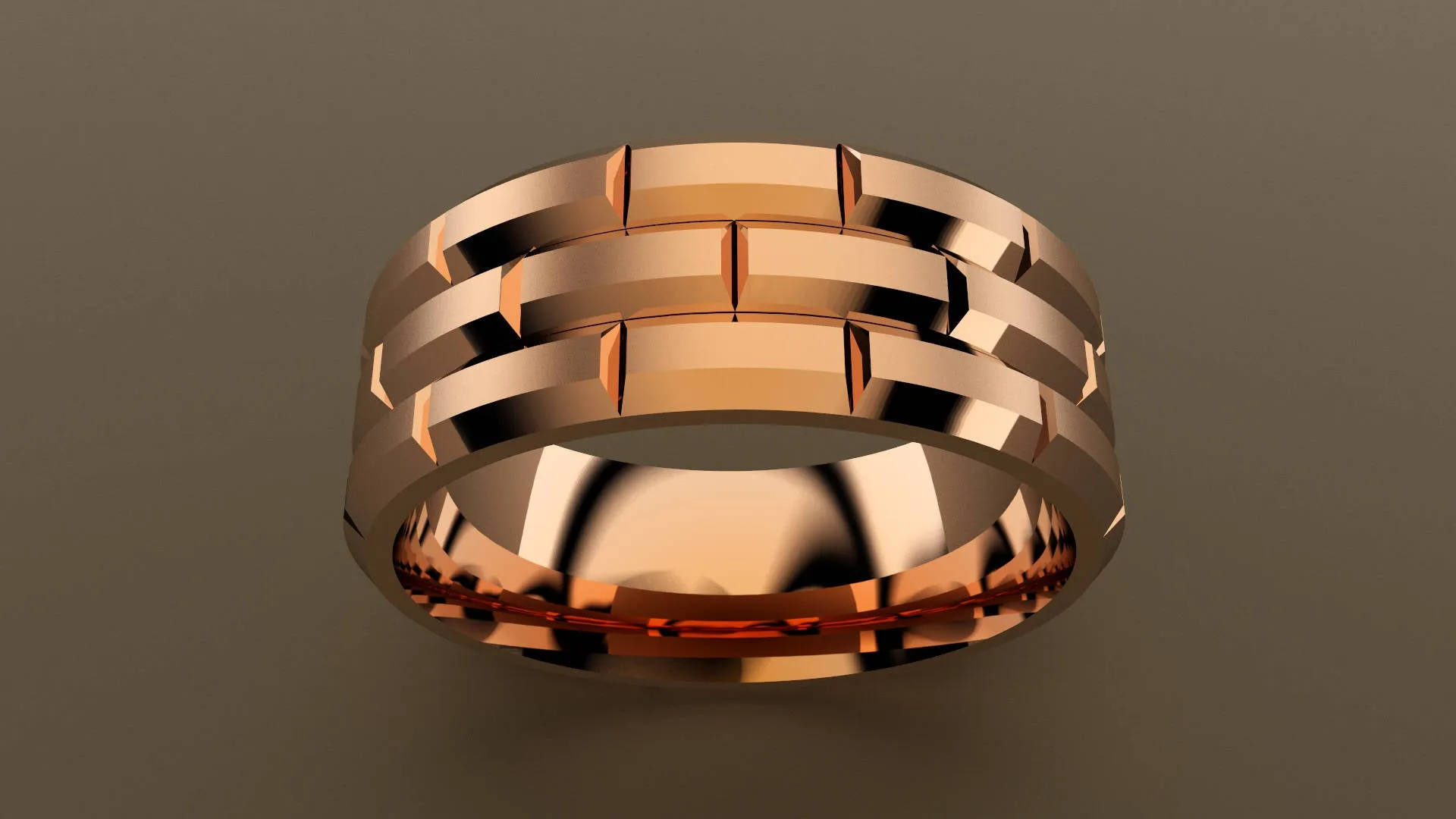 Brushed Rose Gold 8mm Brick Wedding Band