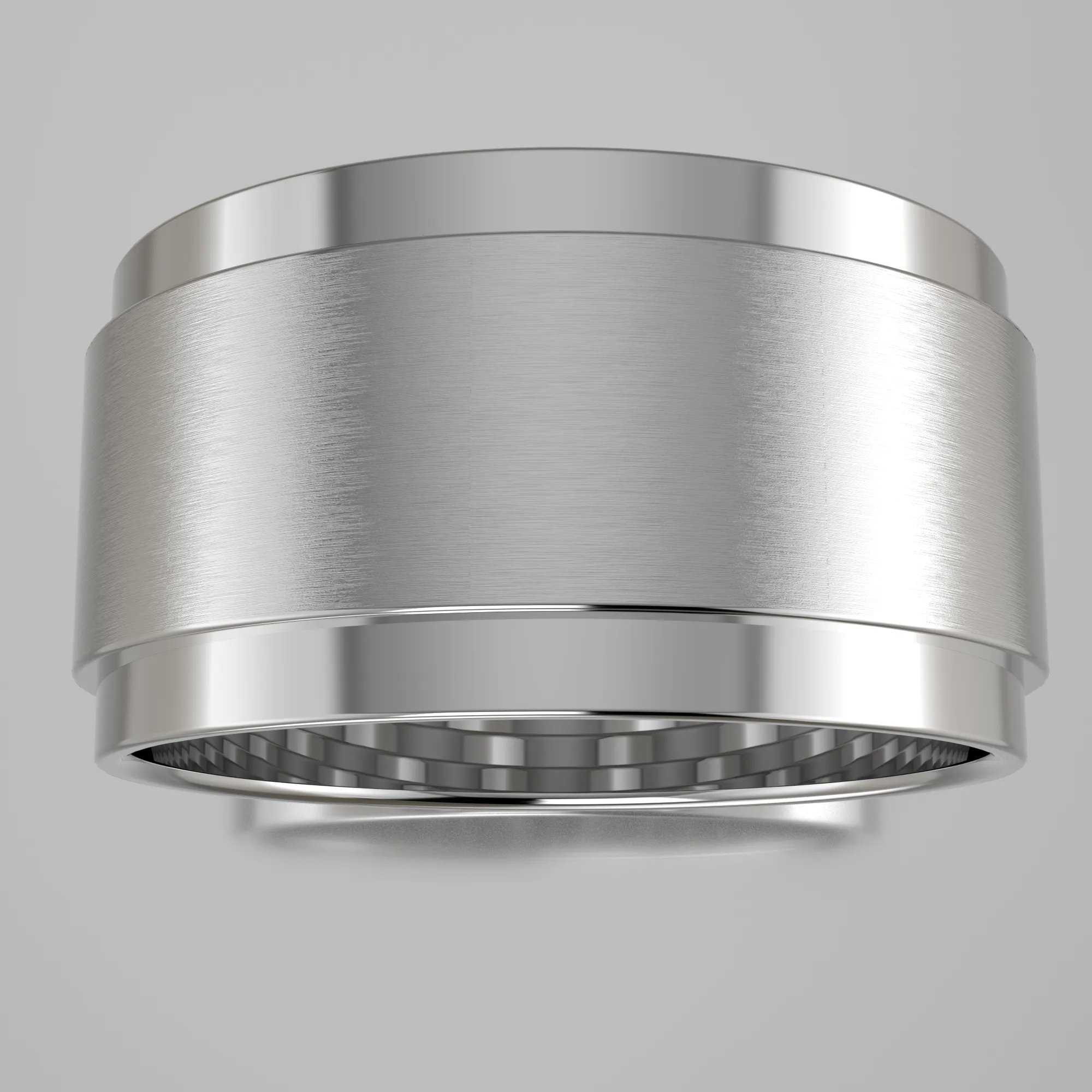 Brushed White Gold 10mm Step Edge Wedding Band