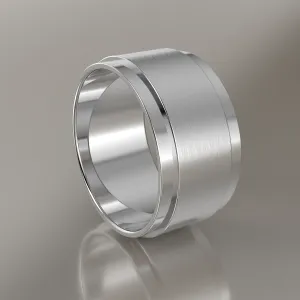 Brushed White Gold 10mm Step Edge Wedding Band