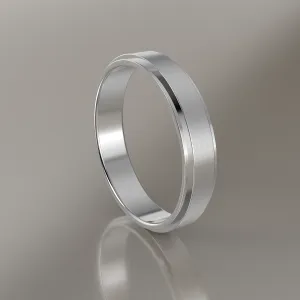 Brushed White Gold 4mm Step Edge Wedding Band