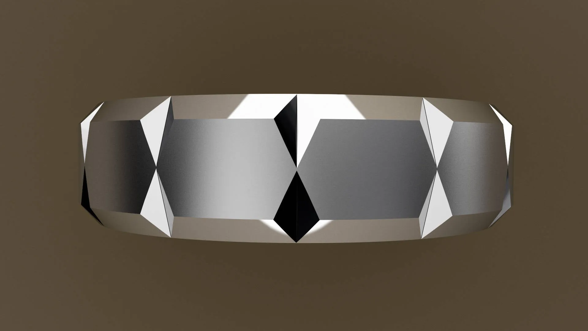 Brushed White Gold 6mm Beveled Edge with Facets Wedding Band