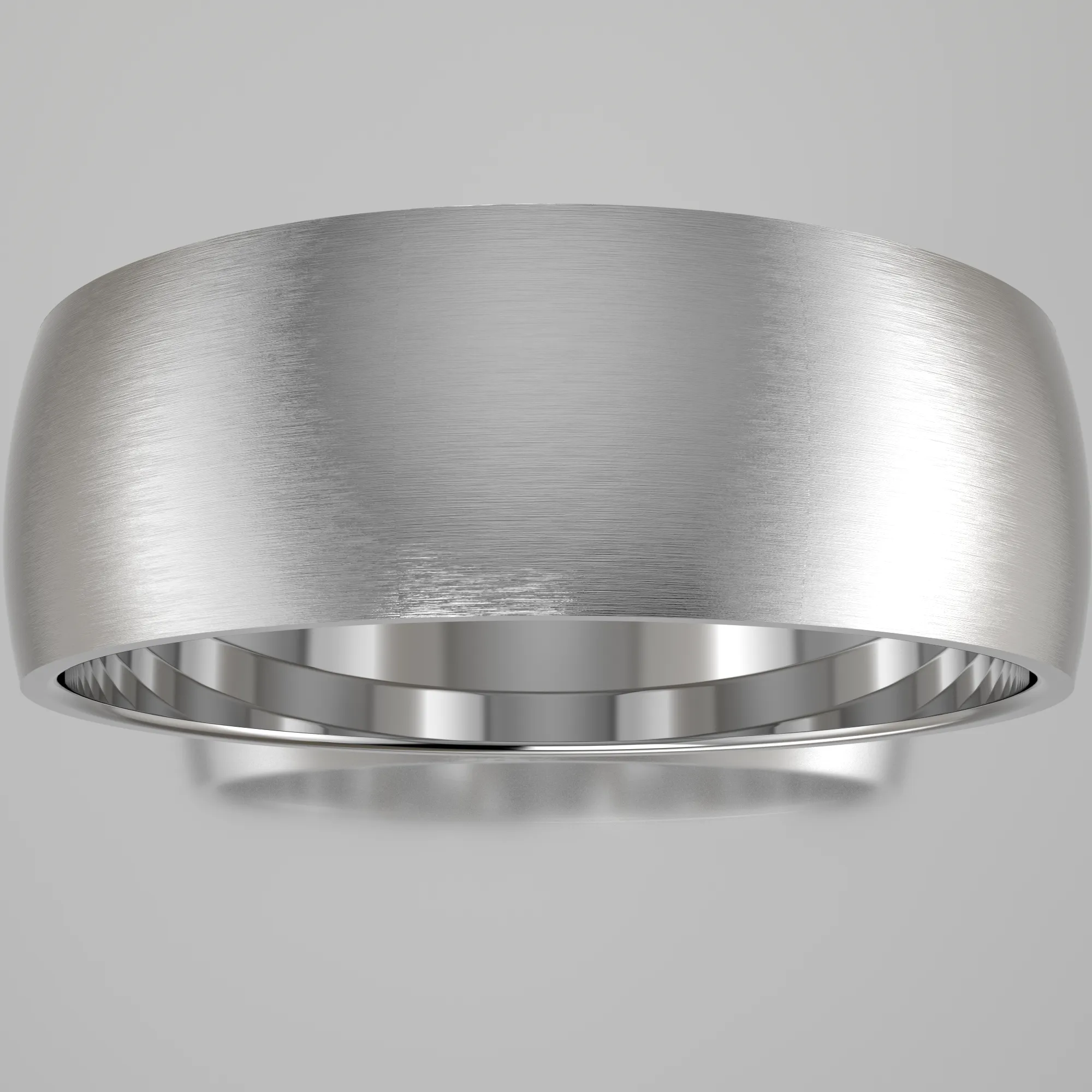 Brushed White Gold 7mm Domed Wedding Band