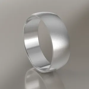 Brushed White Gold 7mm Domed Wedding Band