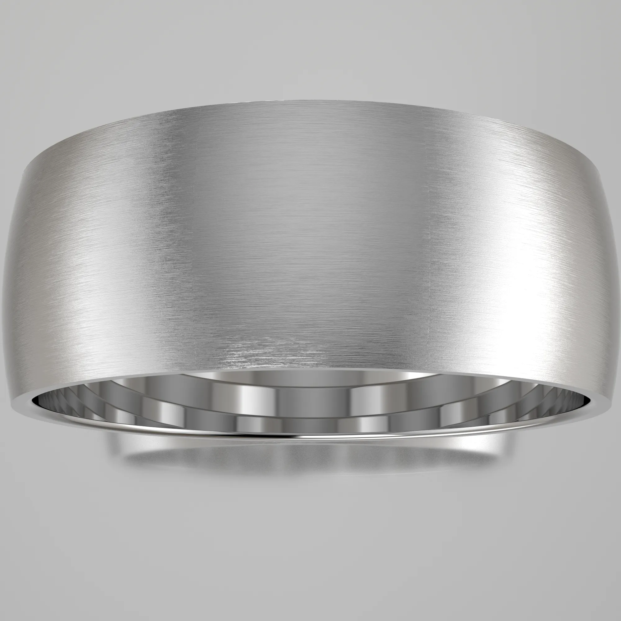 Brushed White Gold 8mm Domed Wedding Band