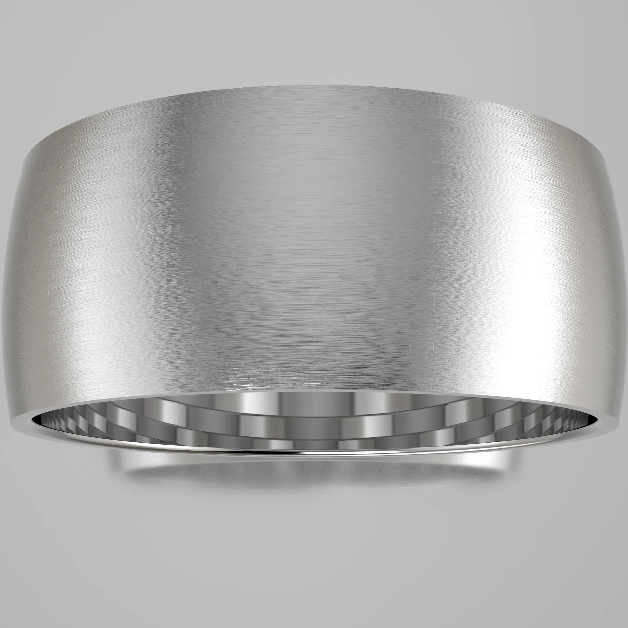 Brushed White Gold 9mm Domed Wedding Band