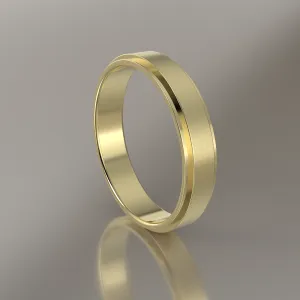 Brushed Yellow Gold 4mm Step Edge Wedding Band