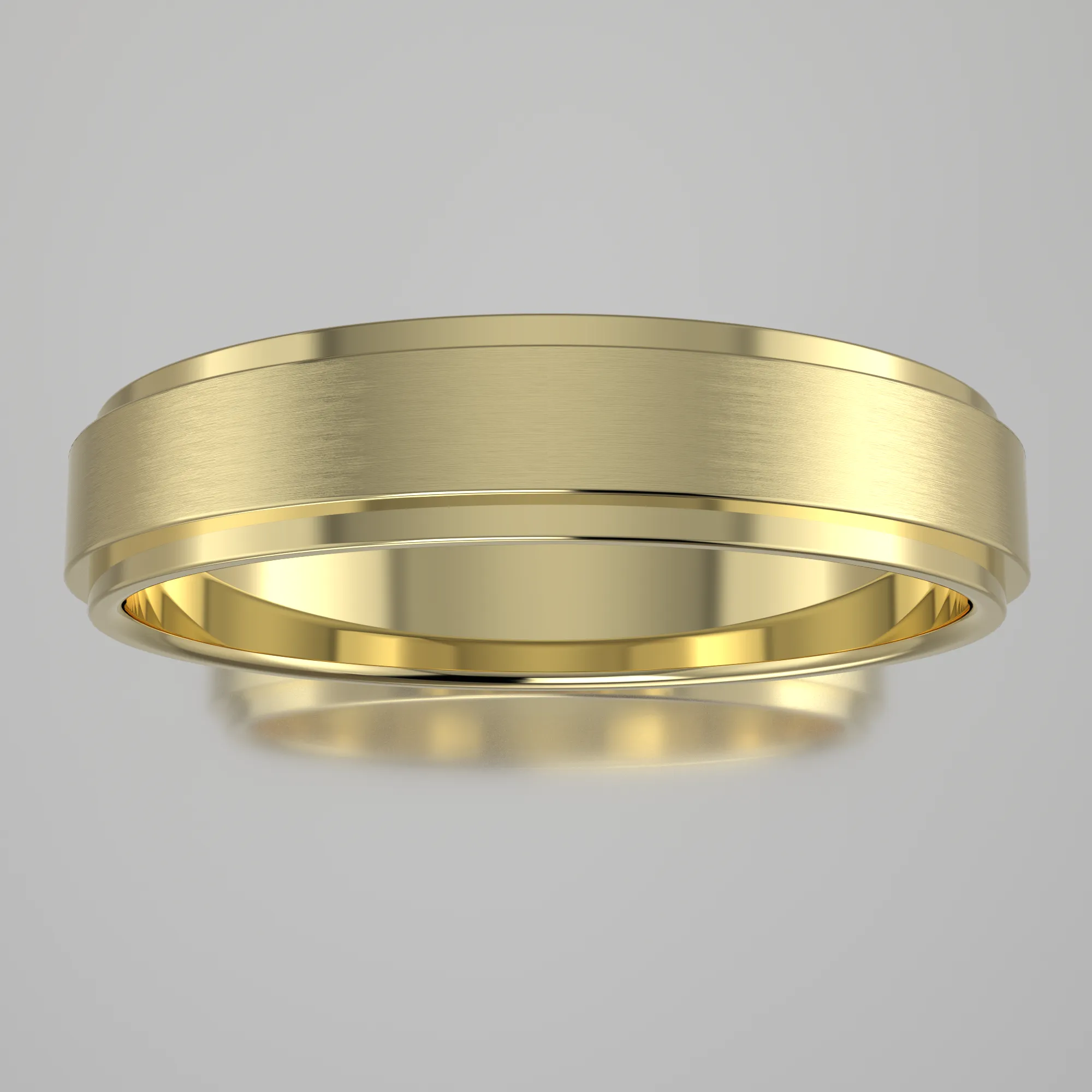 Brushed Yellow Gold 4mm Step Edge Wedding Band