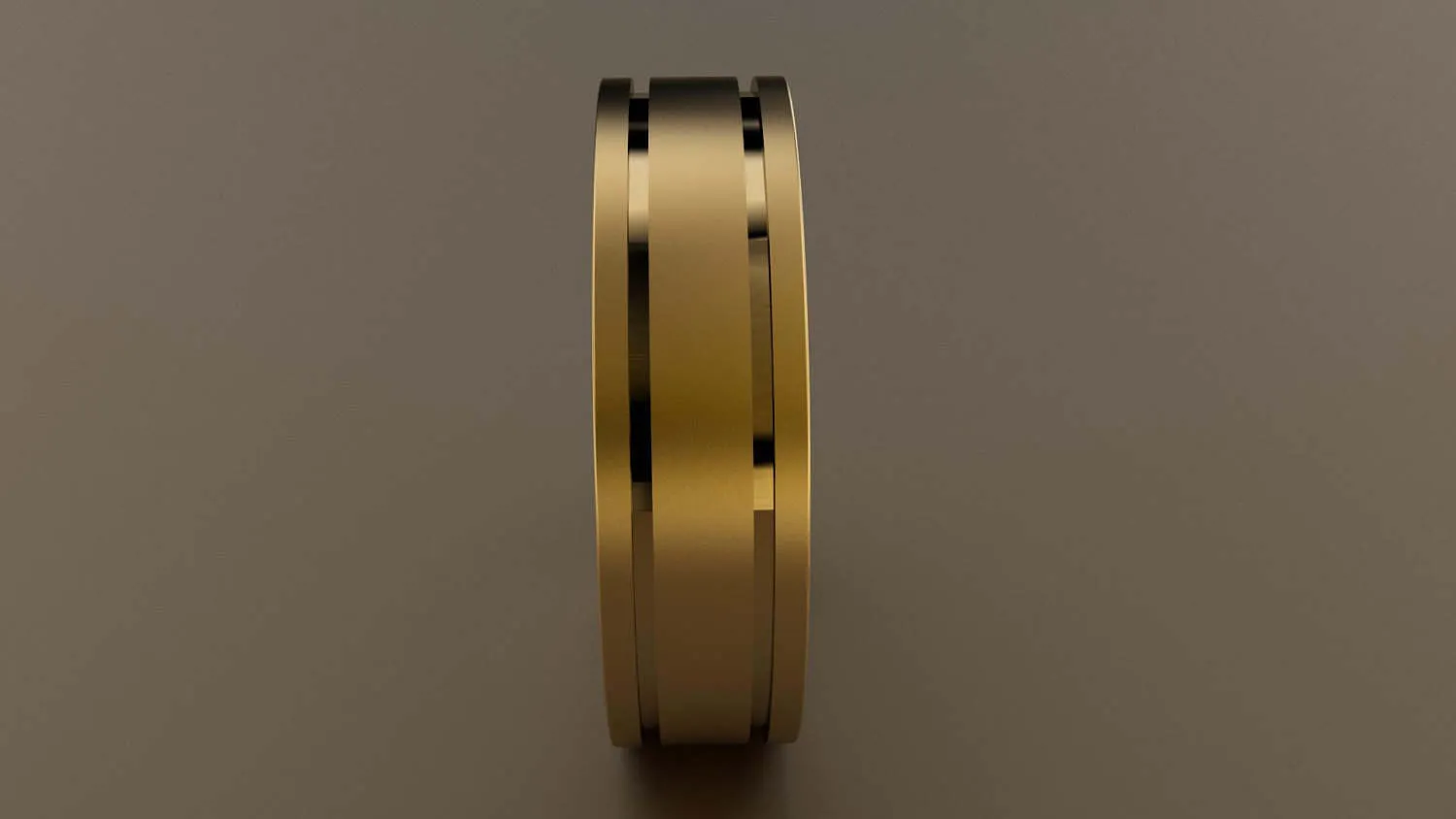 Brushed Yellow Gold 6mm Double Groove Wedding Band