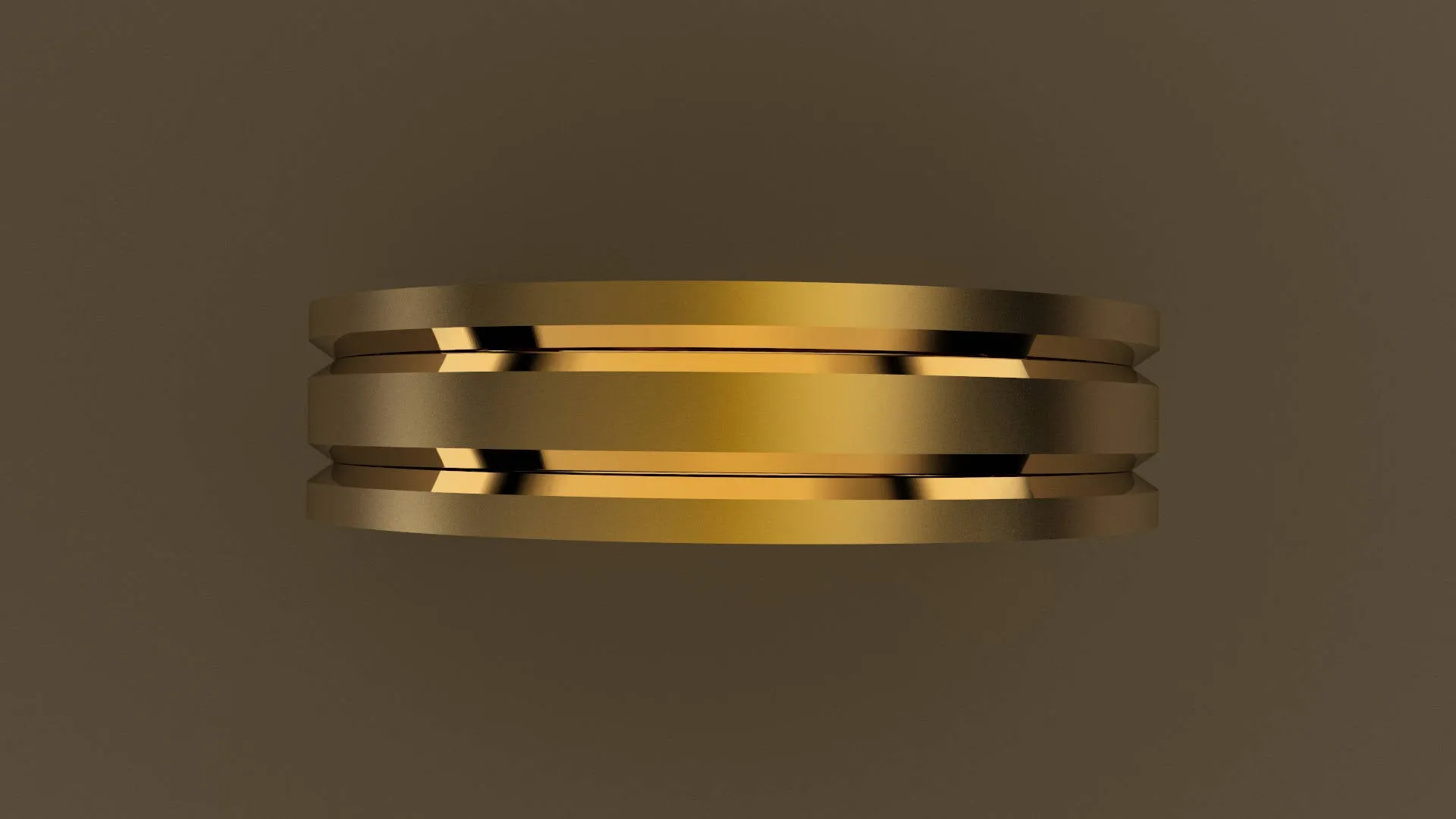 Brushed Yellow Gold 6mm Double V Groove Wedding Band