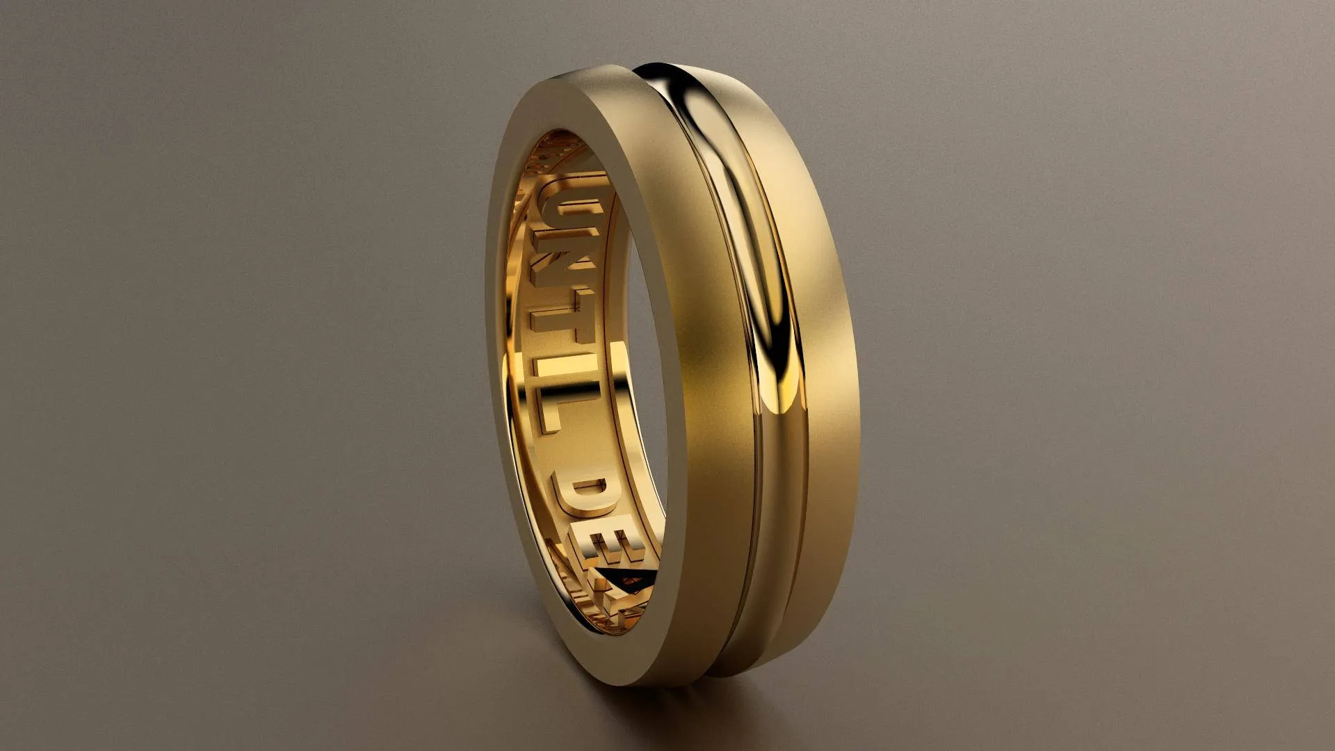 Brushed Yellow Gold 6mm Interior Message Wedding Band