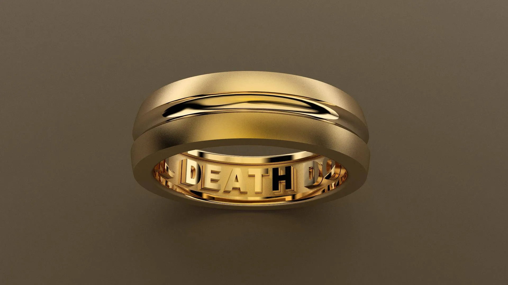 Brushed Yellow Gold 6mm Interior Message Wedding Band