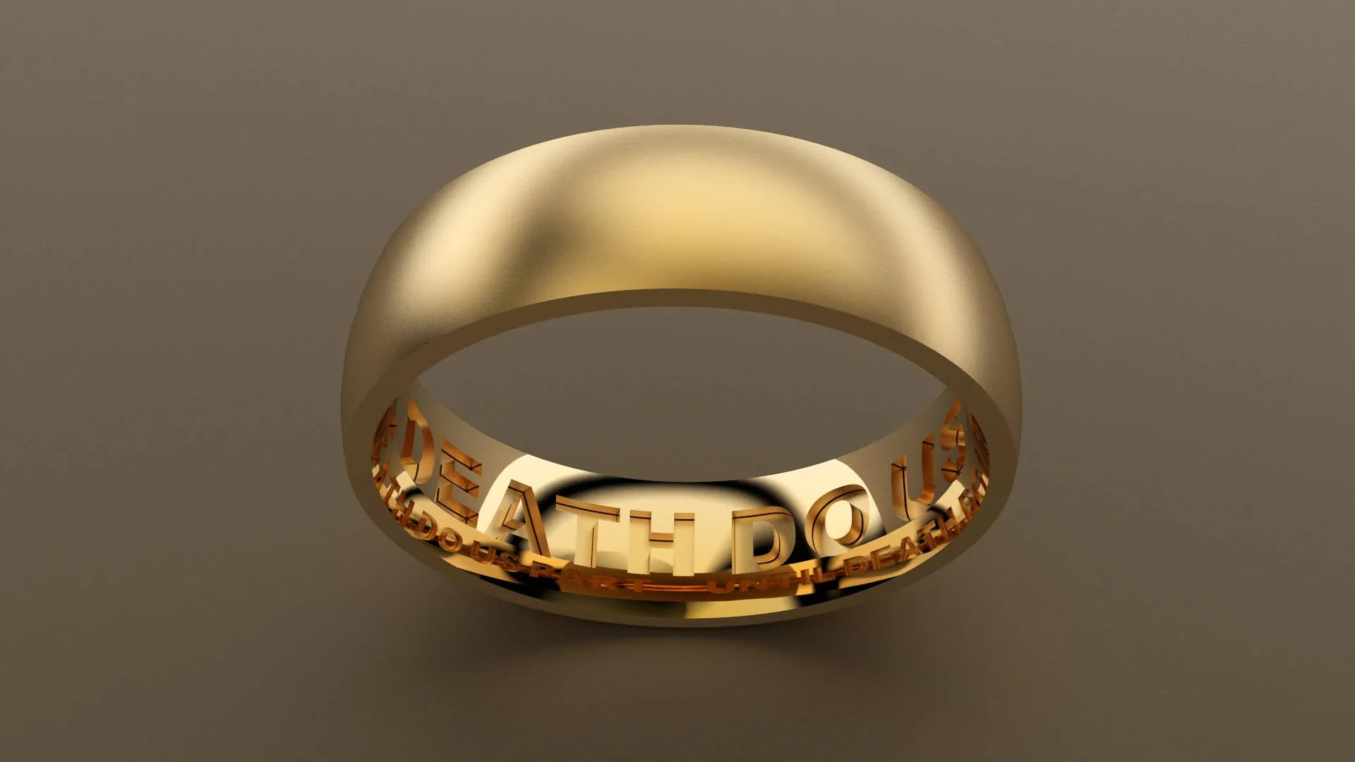 Brushed Yellow Gold 6mm Interior Message Wedding Band