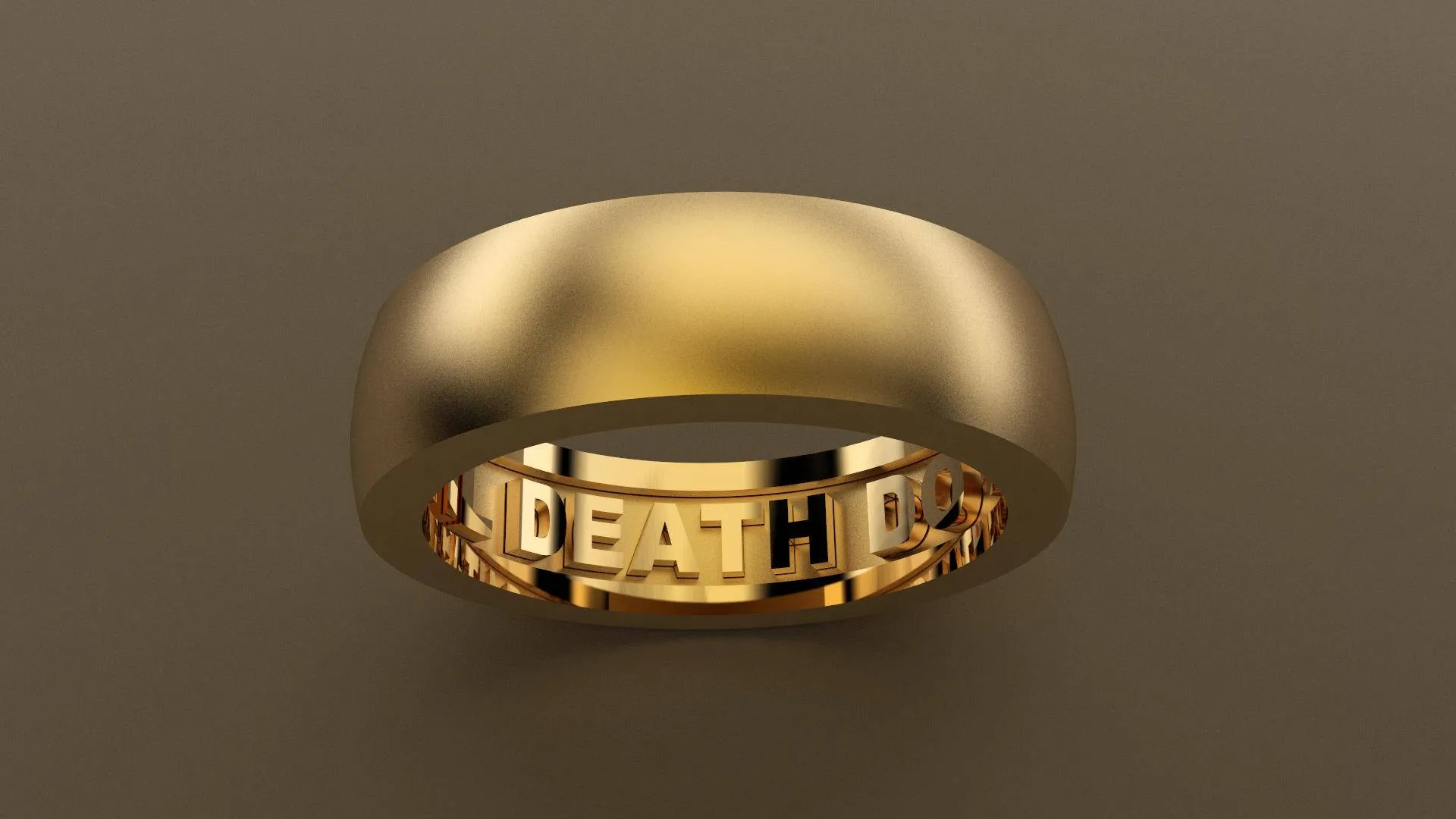 Brushed Yellow Gold 6mm Interior Message Wedding Band