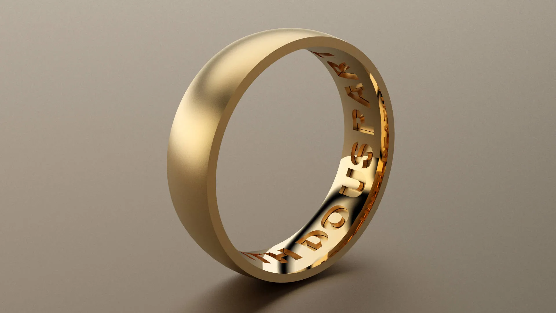 Brushed Yellow Gold 6mm Interior Message Wedding Band