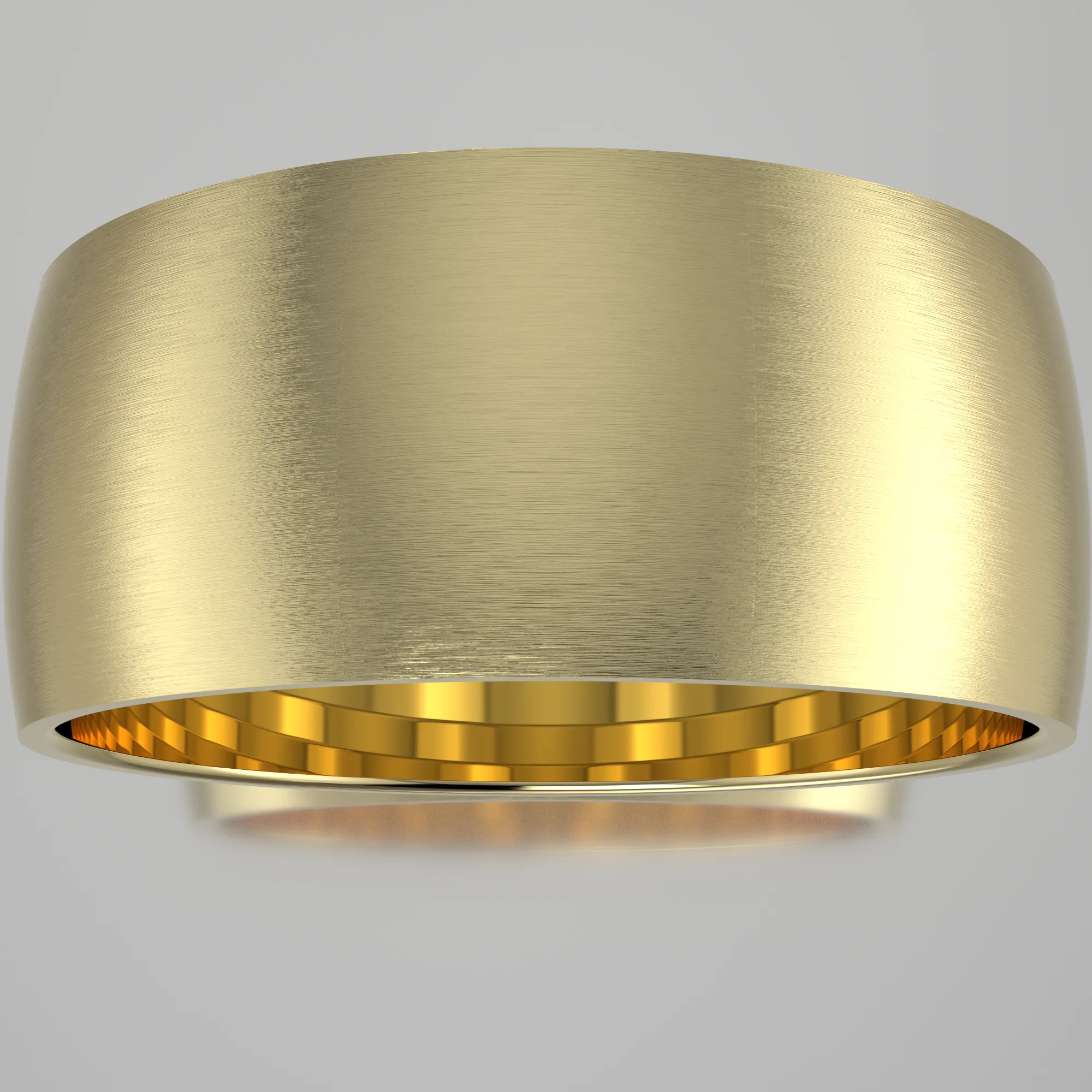 Brushed Yellow Gold 9mm Domed Wedding Band