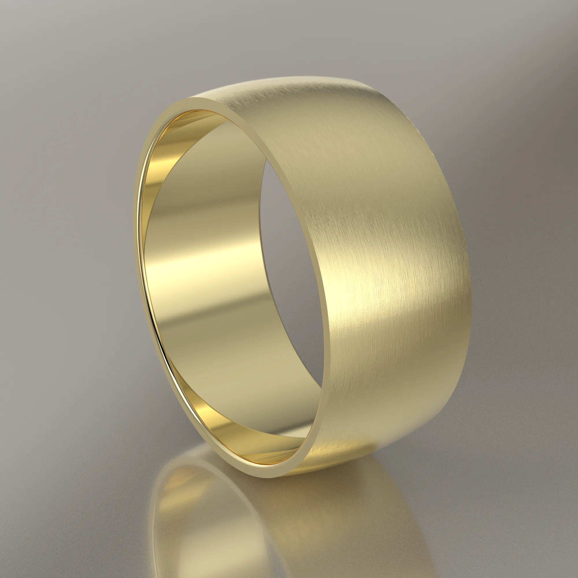 Brushed Yellow Gold 9mm Domed Wedding Band