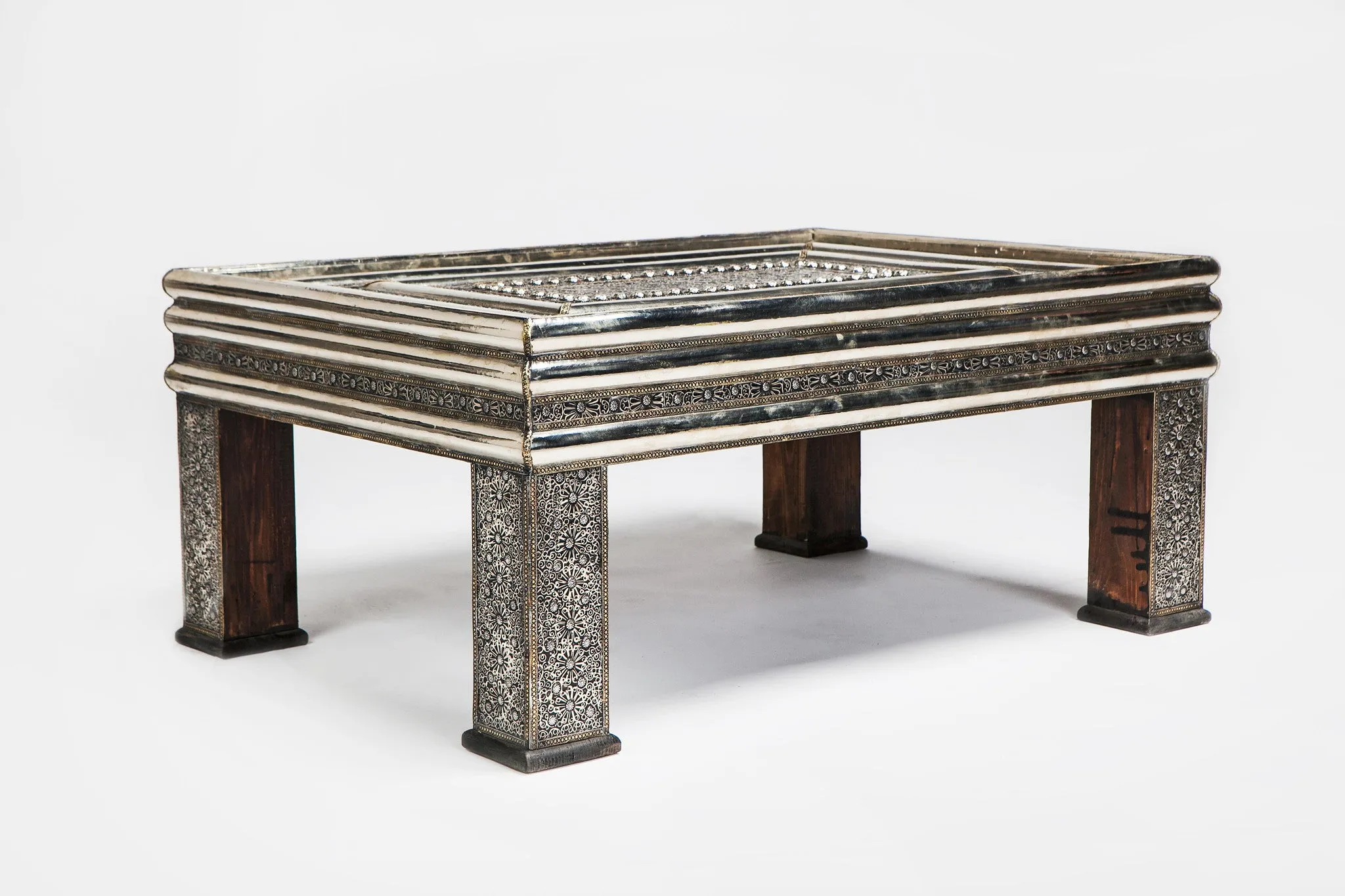 Brutalist style Silver & bronze with Genuine Leather Living Room