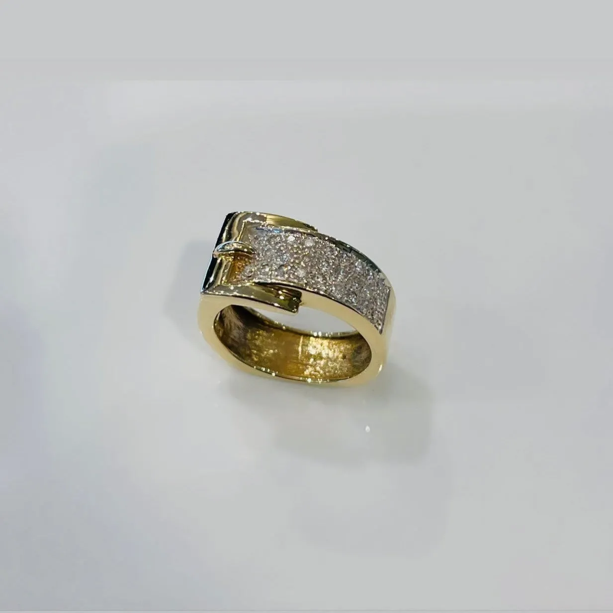 Buckle Ring with Pave Diamonds