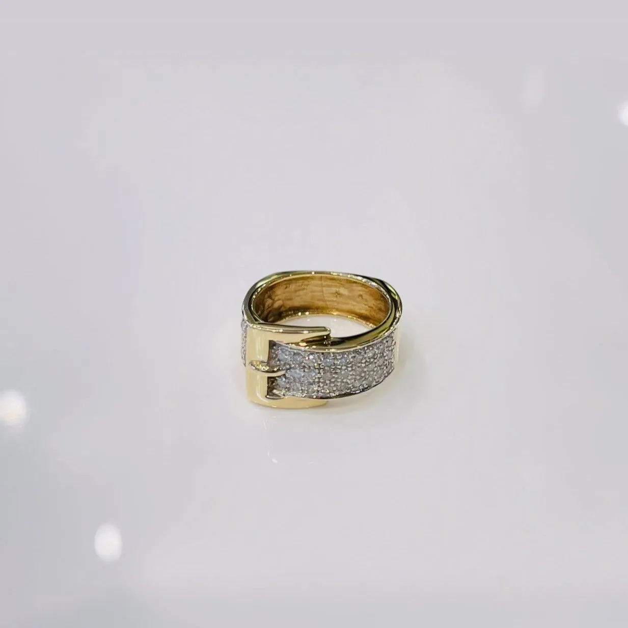 Buckle Ring with Pave Diamonds